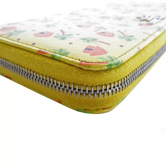 Auth PRADA Zip Around long wallet Yellow leather - Picture 5 of 8